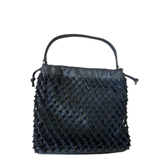NWT Elizabeth and James Mesh Market Shoulder Bag Tote Black - Picture 1 of 16